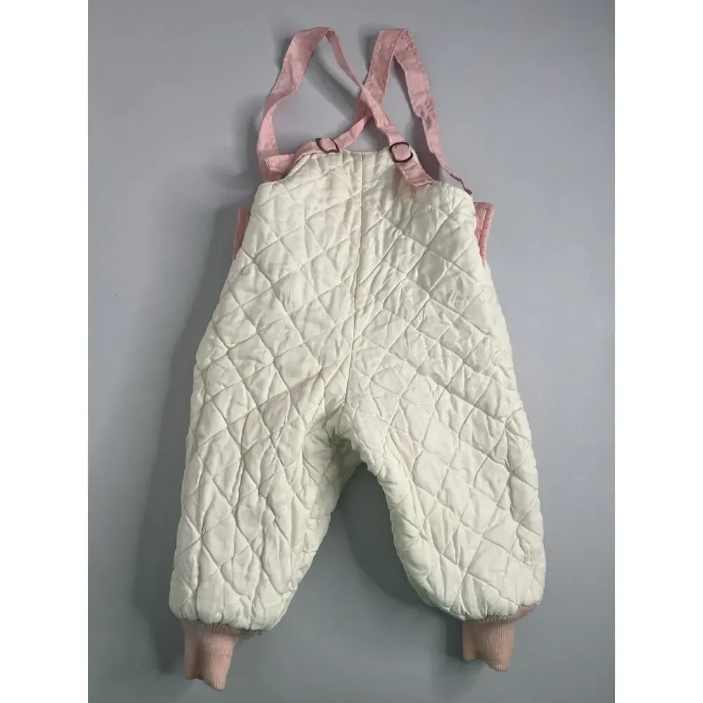 Vintage Snowsuit Quilted Pram Trundle Bundle Pink Removable Booties